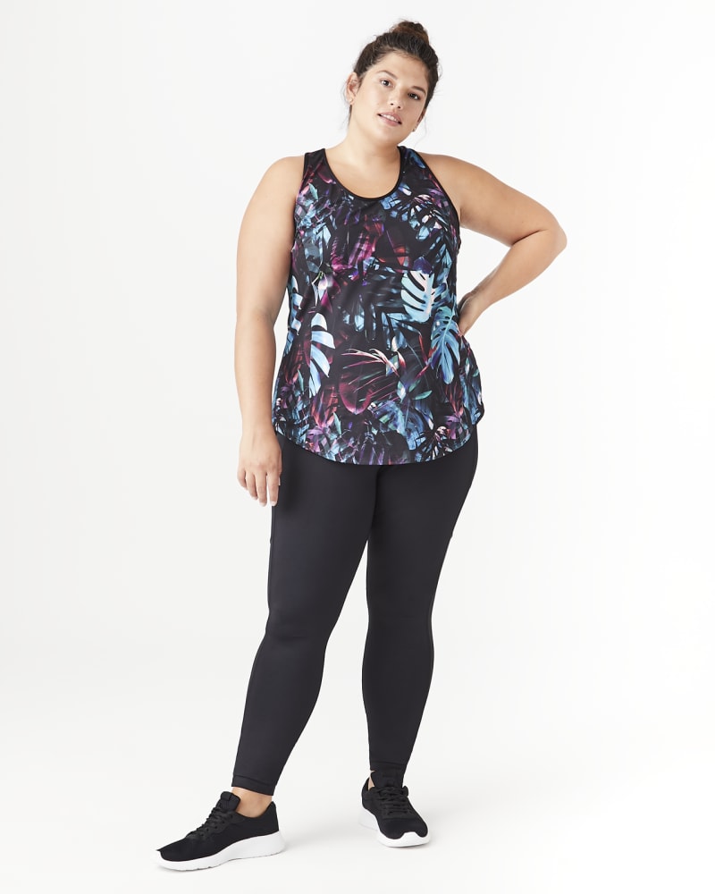 Plus size model with hourglass body shape wearing Valerie Racerback Tank by Rainbeau Curves | Dia&Co | dia_product_style_image_id:141083
